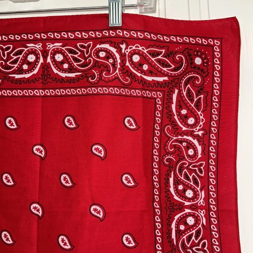 Paris Accessories red,‎ white & black paisley print cotton bandanna square scarf